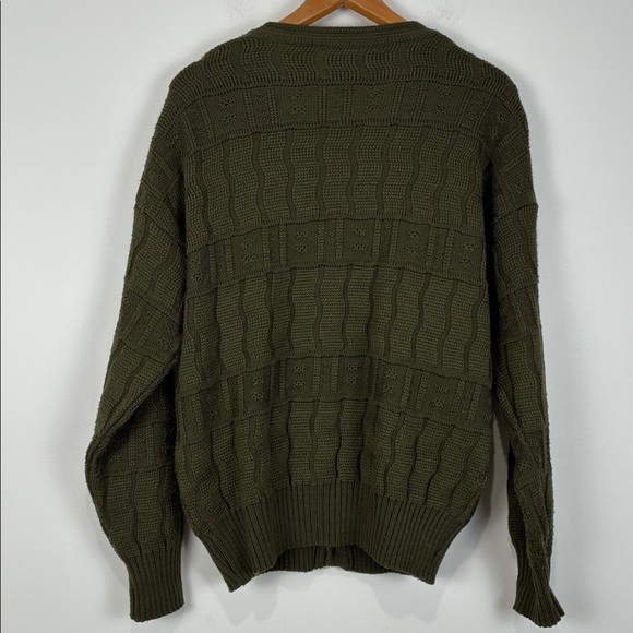 Rapp Knitwear Vintage Green Cardigan Sweater Unisex Medium Wool Blend - Picture 5 of 8
